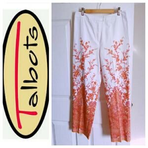 TALBOTS Woman's orange paisley dress capri pant Sz. 8P